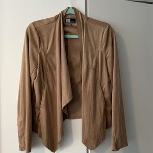 Drape Front Faux Suede Jacket